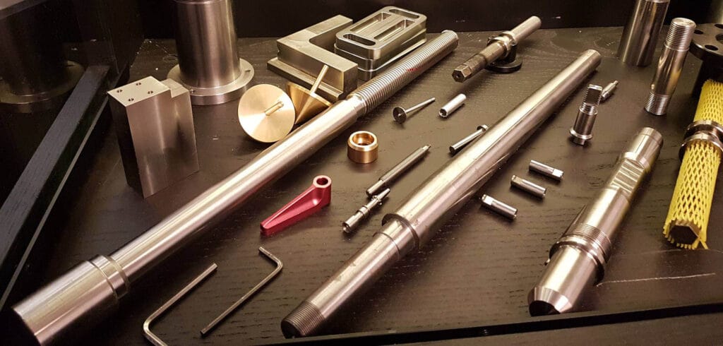 collection of metal components and tools